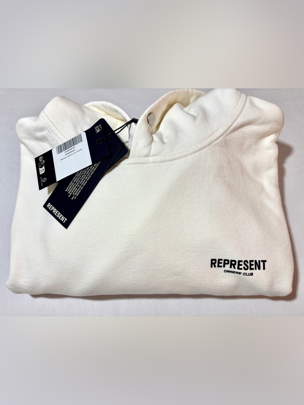 Represent Owners Club Hoodie XL Off White Cream Pullover Sweatshirt NWT